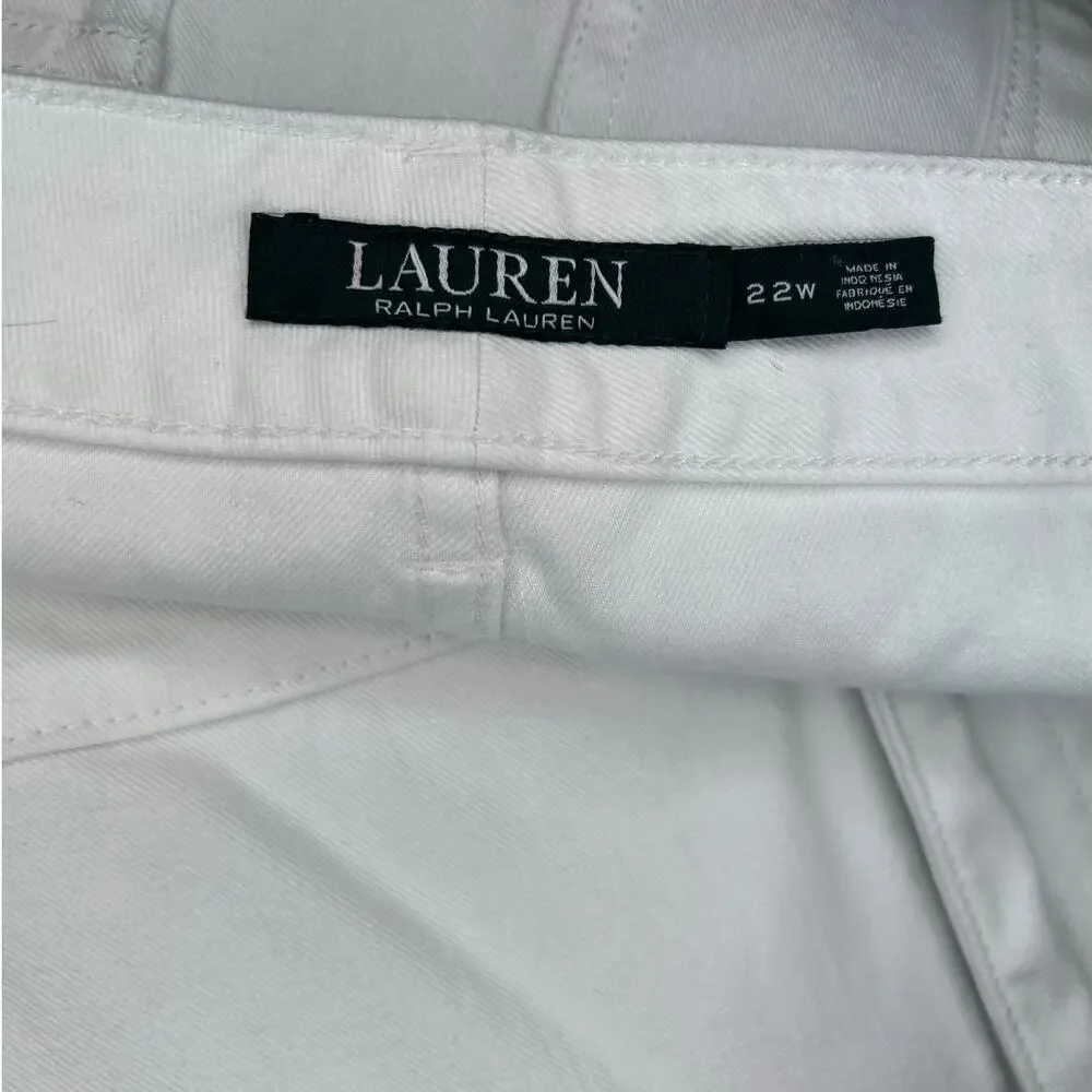 Lauren Ralph Lauren Womens Plus Premiere Cropped Skinny Zipper Ankle Jeans White